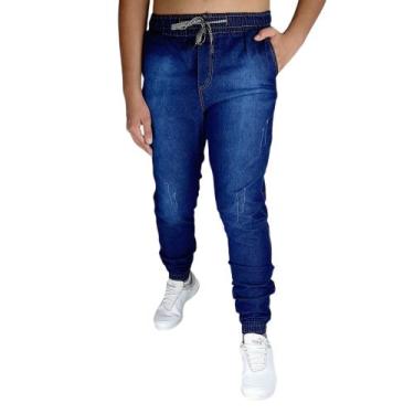 Imagem de Calça Jogger Escuro Elastico Com Punho Elastano - Mania Do Jeans