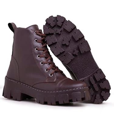 Imagem de Bota Coturno Feminino Solado Tratorado Casual Confort Plataforma Macia - Marrom/36