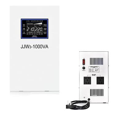 Imagem de Estabilizador de tensão, fonte de alimentação de banco de relé de inteligência LCD de uso doméstico monofásico regulador de tensão de alta precisão com display LED alta eficiência de conversão, 1KVA
