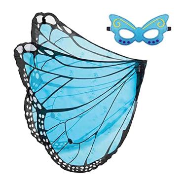 Imagem de Colaxi Vestido de Princesa com Asas de Fada para Fotografia Infantil, Festa e Performance - Azul e Preto