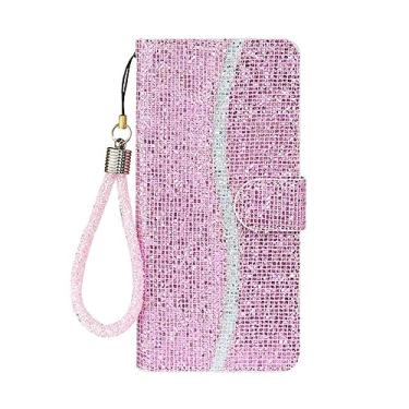 Imagem de Estojo Bling Para Xiaomi Para Redmi Note 11 10 9 8 Pro 10C 11S 10S 9S 7 8T Glitter Card Sparkling Book Wallet Flip Leather Phone Case, Pink, for Redmi 10
