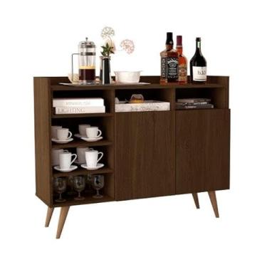 Imagem de Painel ALL 1.60m Fabricado em MDP com porta Ripada Acabamento em Alto Relevo Off White Com Led + Gaveta Com Corrediça Telescópica Cor Off White/Cumaru