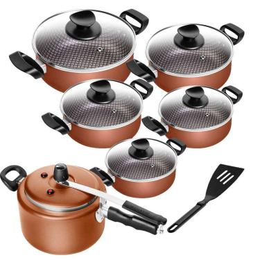 Imagem de Conjunto Antiaderente Spesso Caçarola Com Panela de Pressão 5 Litros 6 Peças Patolux