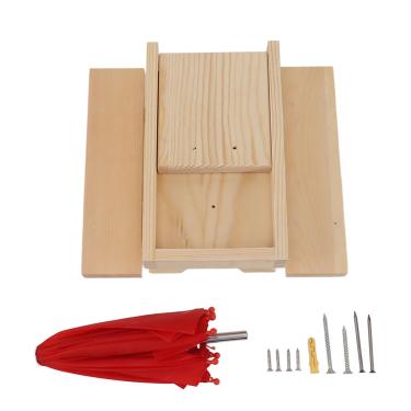 Imagem de Alimentador de Esquilo, Madeira de Pinho, Alimentador de Esquilo, Suporte de Sabugo de Milho, Fácil de Instalar, Durável (Guarda-chuva Vermelho)