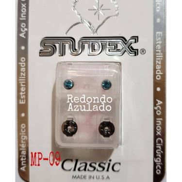 Imagem de Brinco Studex Classic 4Mm Bezel Azul Medio Prata