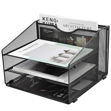 Imagem de Organizador de arquivos de tela EASEPRES, organizador de mesa, organizador de pasta de arquivos com 3 bandejas de papel e 1 compartimento vertical