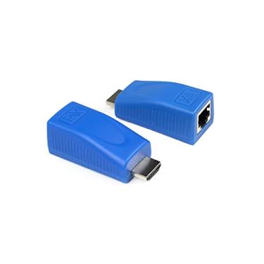 Imagem de PlusCable - Adaptador HDMI/RJ45 TX e RX Pequeno Azul - 1080P, Anti Corrosivo, Plug and...