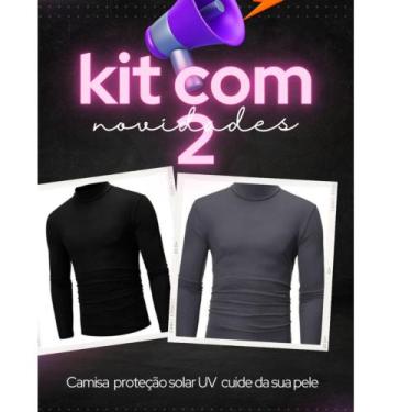 Imagem de Kit Com 2 Blusa Camisa Proteção Solar Uv Manga Longa Gola Alta Homem -