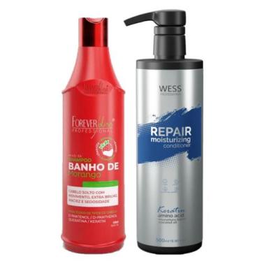 Imagem de Forever Shampoo De Morango 500ml + Wess Cond. Repair 500ml - Forever/W