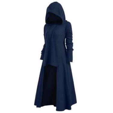 Imagem de RuuTe Casaco feminino com capuz de inverno baixo, Azul escuro, 5G