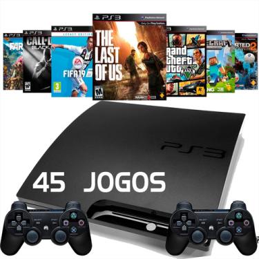 Imagem de Ps3 Playstation 3 Slim 250gb - 2 Controles - 45 Jogos - Gta5 - The Last Of Us - Call Of Duty - Fifa 19 PlayStation 3