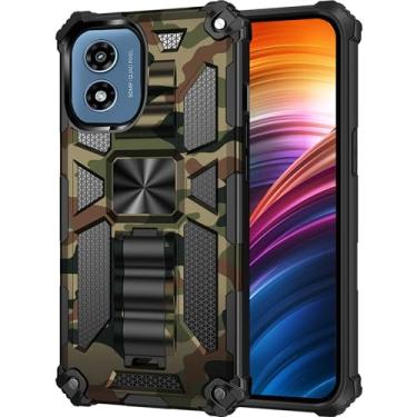 Imagem de Ysnzaq Capa camuflada para Motorola Moto G Play 4G (2024), capa protetora de telefone resistente à prova de choque de grau militar com suporte para Motorola Moto G Play 4G (2024) MC verde exército