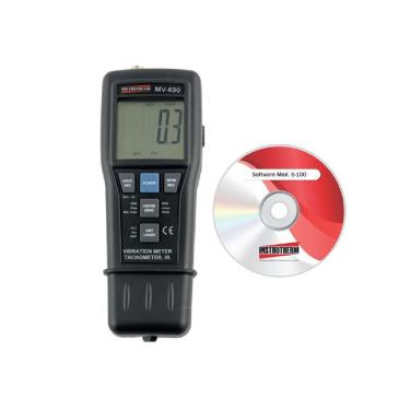 Imagem de Medidor Vibração Digital Tacômetro Ótico Contato Pp Hold Datalogger Mv-690 Portátil Sof...