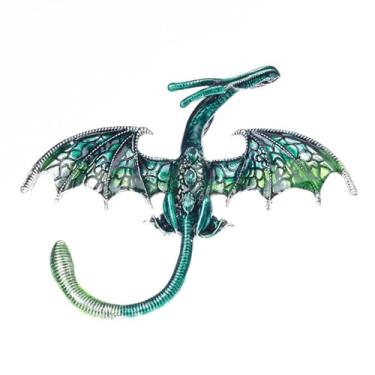 Imagem de Broche de dragão esmaltado vintage punk animal broches de cristal alfinetes de lapela dominadores dragões voadores broche personalidade roupas chapéu bolsa acessórios para homens mulheres cachecol