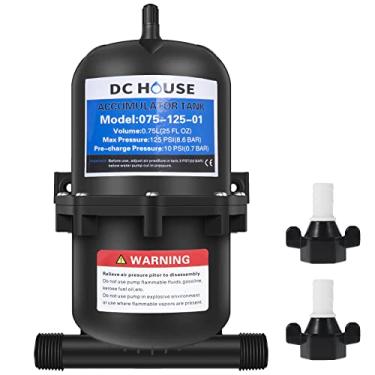 Imagem de DC HOUSE Tanque acumulador de água pré-pressurizado 0,75L 125PSI, tanque de pressão de água RV fluxo suave reduz o ruído e prolonga a vida útil do pulverizador de chuveiro de torneira de iate RV