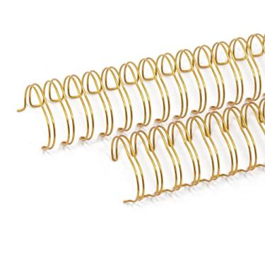 Imagem de Craftelier - Kit de 2 argolas duplas em espiral para encadernar álbuns, cadernos, agendas ou calendários, ideal para projetos de scrapbooking e trabalhos manuais, Ø 2,54 cm (1") - cor dourada