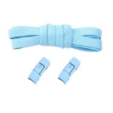 Imagem de No Tie Shoelaces Elastic Men And Women Casual Shoes Lazy Shoe Laces Colorful Press Metal Lock Flats Shoelace Accessories (Color : Sky blue)