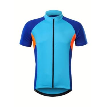 Imagem de Camiseta masculina Downhill Jersey Mountain Bike Ciclismo Proteção Solar Corrida Zíper Completo Secagem Rápida com 3 Bolsos Traseiros, 0119, GG