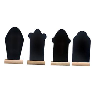 Imagem de 4 peças de decoração de lápide de madeira, mini quadros de giz, placas, etiquetas de alimentos, quadro- , placas de buffet, placa de exibição de lousa em pé, decoração de mesa, quadro de