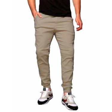 Imagem de Calça Jogger Plus Size Sarja Masculina Skinny Com Punho S01plus-Off White-G4-Masculino