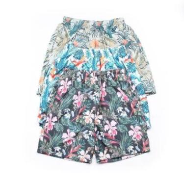 Imagem de Kit 3 Shorts Ox Silver Tactel Floral Flores Masculino-Masculino