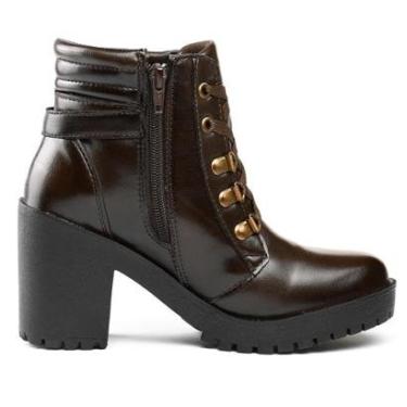 Imagem de Bota de Salto Alto Cano Curto Plataforma Coturno Preto-Feminino