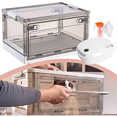 Imagem de Caixa de atomização, gaiola de UTI de oxigênio para animais de estimação, cão, gato, com nebulizador para animais de estimação, máscara nebulizadora, grande berçário de chocadeira para anima