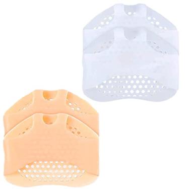 Imagem de 2 pares de almofadas para os pés, palmilha antiderrapante de silicone respirável para alívio da dor, protetor de pé feminino, almofada macia de meio metro para salto alto, antifricção, Cores mistas