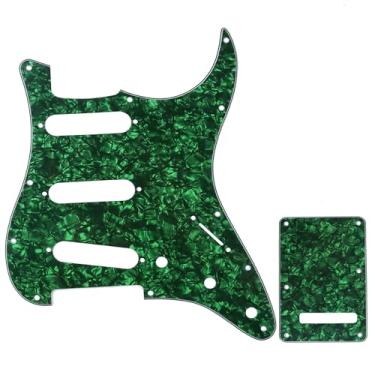 Imagem de Musiclily Kit Escudo SSS Pickguard Com Tampa Traseira para Guitarra Fender EUA/Mexicana Made Stratocaster Standard Estilo Moderno, 4 Camadas Verde Perolado