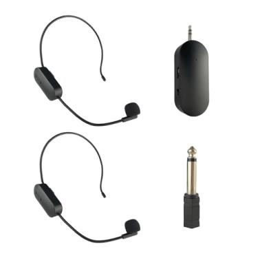 Imagem de Deevoka Microfone fone de ouvido microfone e portátil 2 em 1 alto-falantes recarregáveis sistema de fone de ouvido para ensino, 2 microfones