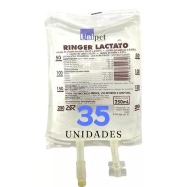 Imagem de Solução Ringer Lactato 250 mL JP - 35 Unidades - Reposição de Eletrólitos, Hidratação, Solução Estéril, Reidratação Animal - Unipet