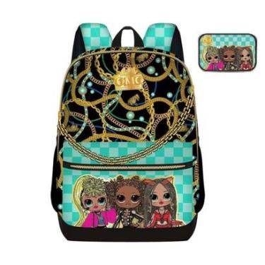 Imagem de Kit Mochila e Estojo MGA Fashion Gold LOL Xeryus  Preto-Verde-Masculino