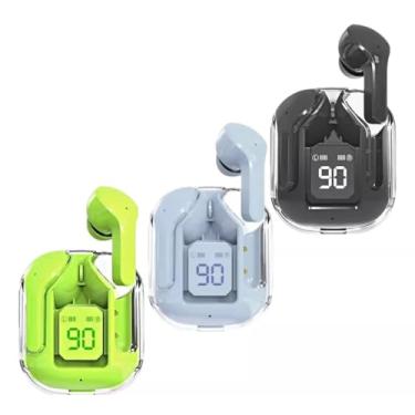 Imagem de Fone de ouvido Sem Fio Bluetooth transparente HiFi Stereo Com Carregamento De Visor Digital Tela Digital (preto)