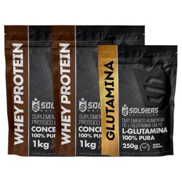 Imagem de Kit: Whey Protein Concentrado 2Kg + Glutamina 250g - 100% Importado - Soldiers Nutrition Sabor:Chocolate Belga
