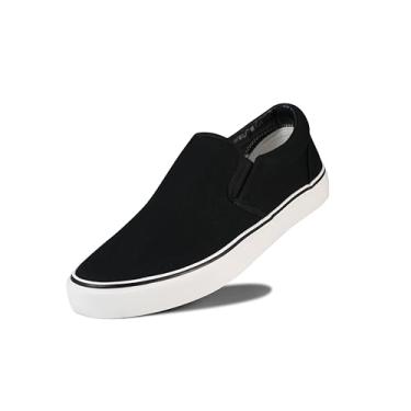 Imagem de Tênis masculino clássico de cano baixo, mocassins, de lona, largo, com palmilha macia, casual, para homens, sapatos de caminhada confortáveis, tênis sem cadarço para homens, Blackline, 39