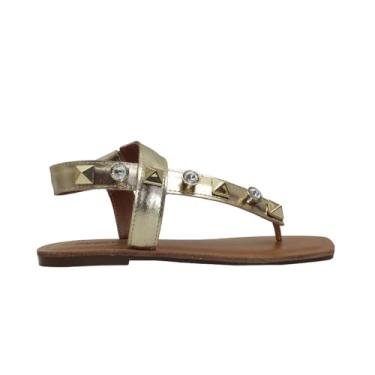 Imagem de Sandália Rasteira Dezzlun Zelia em Couro com Spikes Feminina