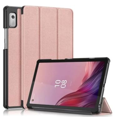 Imagem de Capa magnética de couro para tablet Lenovo Tab M9 2023 TB310FU TB310XC 9 polegadas PU suporte triplo coque + filme + caneta (ouro rosa, Tab M9 2023 9 cm)