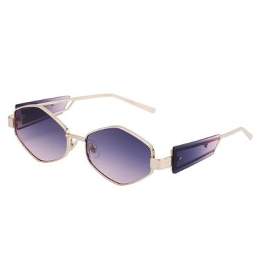 Imagem de HCHES Óculos de sol punk hexagonal de armação pequena, masculino e feminino, retrô, polígono, óculos de sol para homens, vintage, óculos de sol, UV400, 4, tamanho único