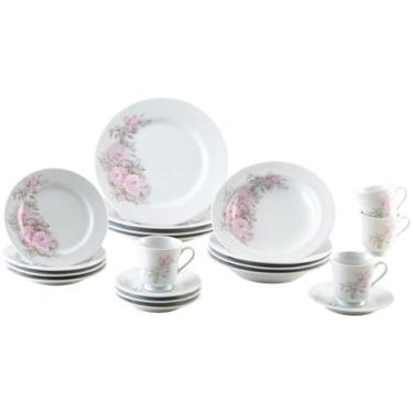 Imagem de Aparelho de Jantar e Chá 20 Peças Schmidt de - Porcelana Floral Redond