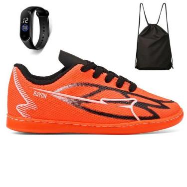 Imagem de Kit Chuteira Infantil Futsal Meninos Quadra Futebol de Salão + Mochila