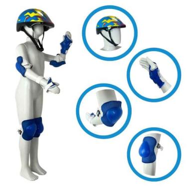 Imagem de Kit Proteção Infantil Zippy Capacete Joelheiras Cotoveleiras Munhequei