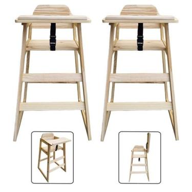 Imagem de 2 Un Cadeirão Bebê Alimentação Cadeira Infantil Madeira Refeição Crian