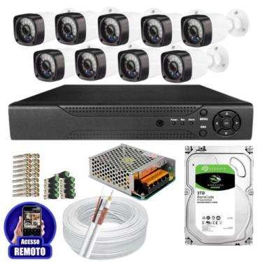 Imagem de Kit Cftv 9 Câmeras Segurança Infravermelho 20 Metros Dvr Multi Hd 16ch