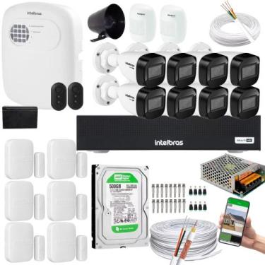 Imagem de Kit 8 Câmeras 1130B Dvr 3008-C Intelbras + kit Alarme+ivp 2000+xas 401