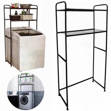 Imagem de Rack Estante Lavanderia Maquina de Lavar Preto Organizaçao Prateleira 