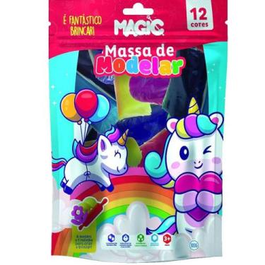 Imagem de Massa de Modelar 12 cores 6 moldes 1 rolinho 1 faquinha unicornio 2 - 