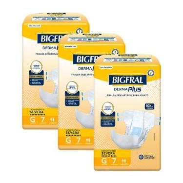 Imagem de Kit 3 Fraldas Geriátricas Bigfral Derma Plus G com 7un cada