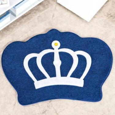 Imagem de Tapete Infantil Premium Formato Coroa Azul Royal 86cm x 64cm - DOURADO