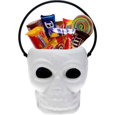 Imagem de Baldinho Caveira Branco Festa dos Mortos Bruxas Halloween - Toy Master
