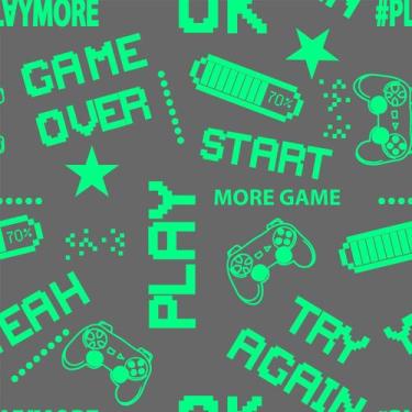 Imagem de Papel De Parede Vinílico Controle Video Game Gamer Verde Quarto 1.5m -